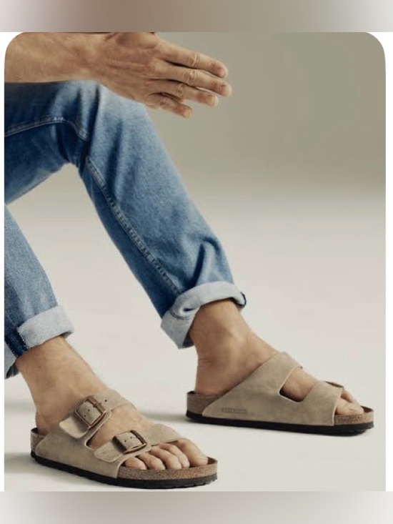 Birkenstock Two-Strap Arizona Sandals in Taupe Suede-new-Authentic main image 7